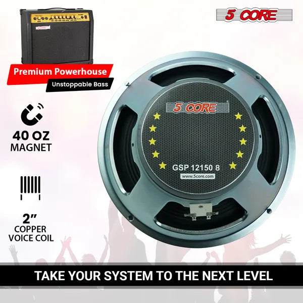 5Core 12" Guitar Speaker 300W 8Ohm/16Ohm 40Oz Magnet 2" VC Amplifier Cabinet Dri