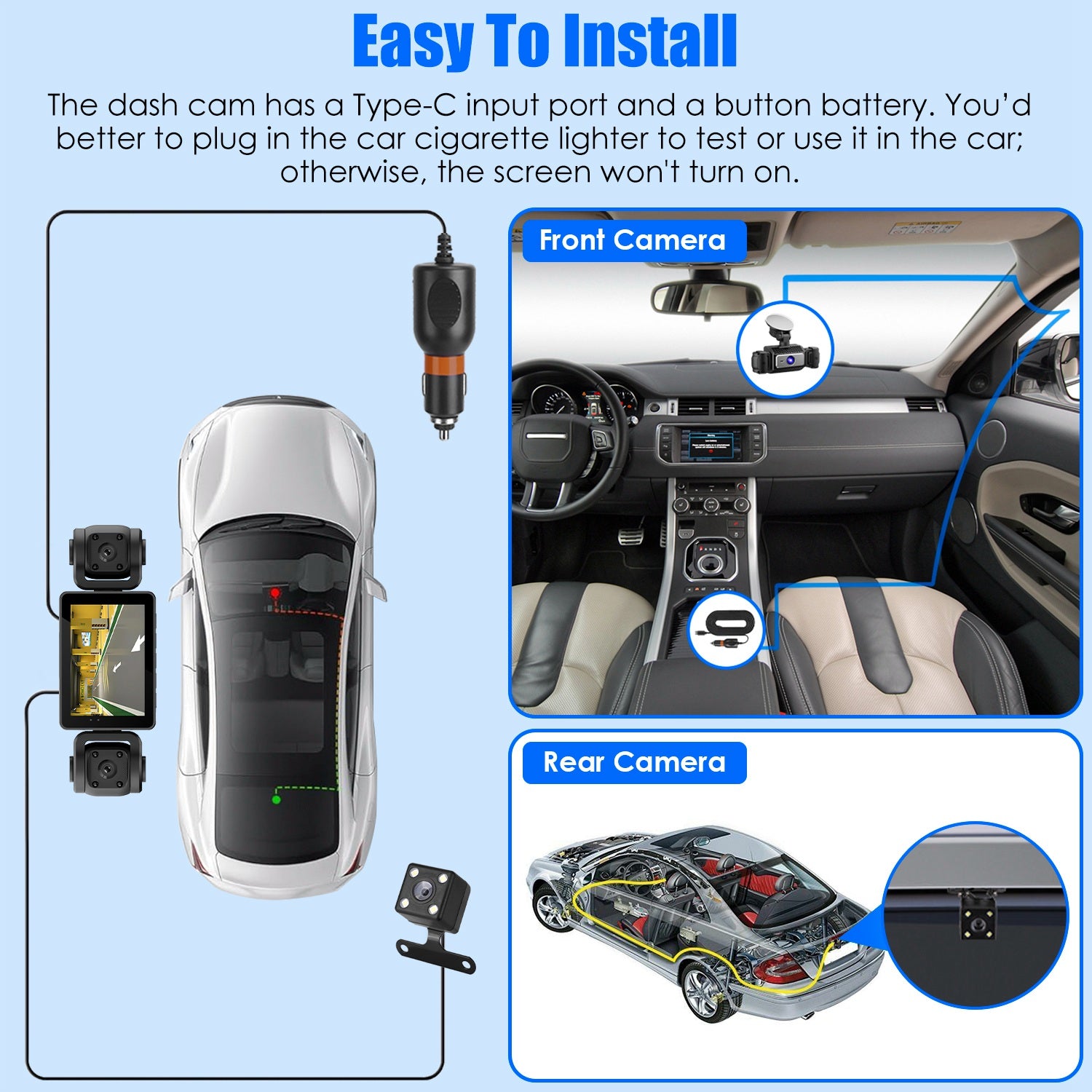 4 Channel Car Dash Cam With 128G MMC Card 1080P Front 720P Left Right 480P Rear 