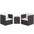 Folding Wicker Bistro Set, 3 Piece Patio Furniture Set With Cushions And Glass C