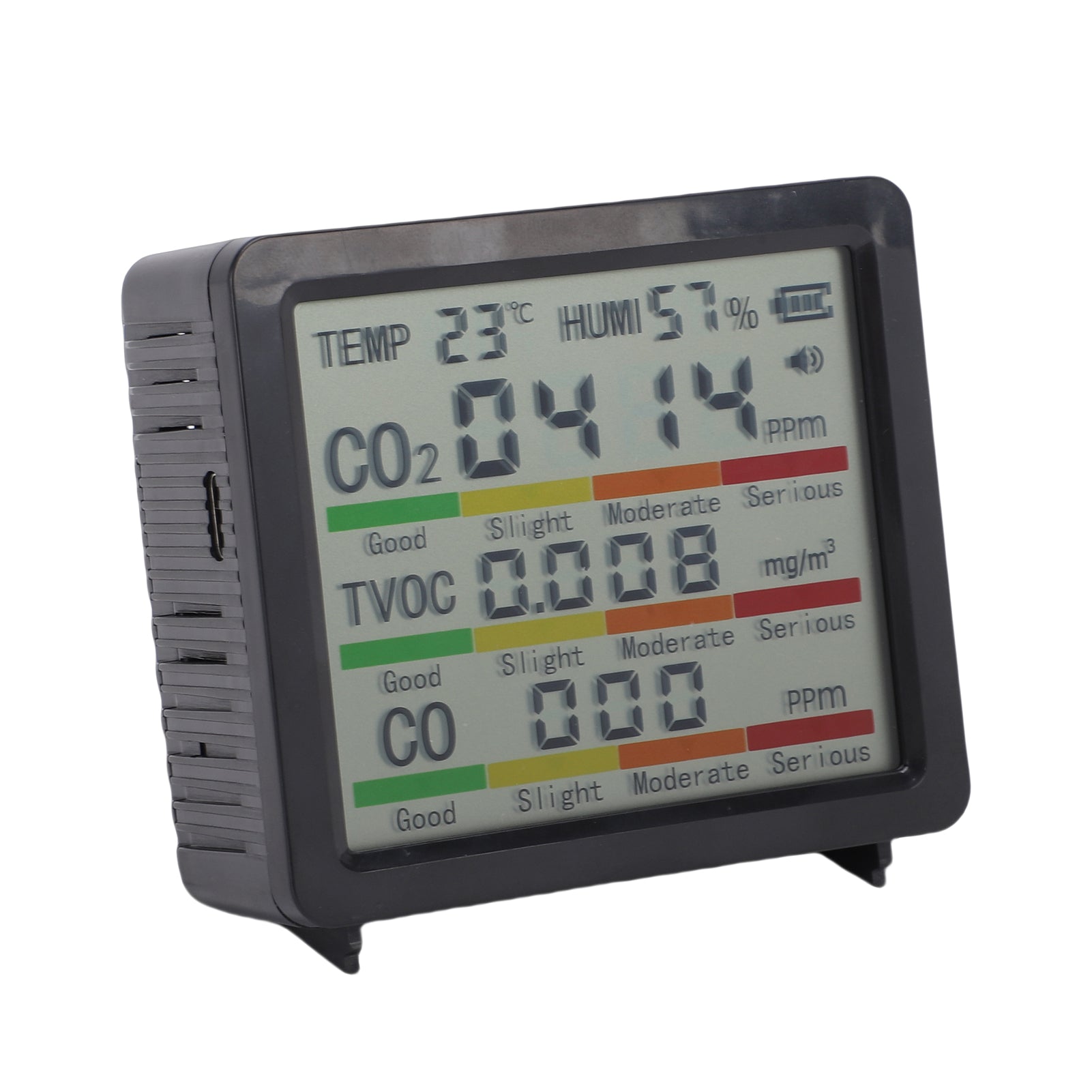 5 In 1 Monitor For CO2 TVOC CO Monitor With Temperature Humidity Sensor Portable