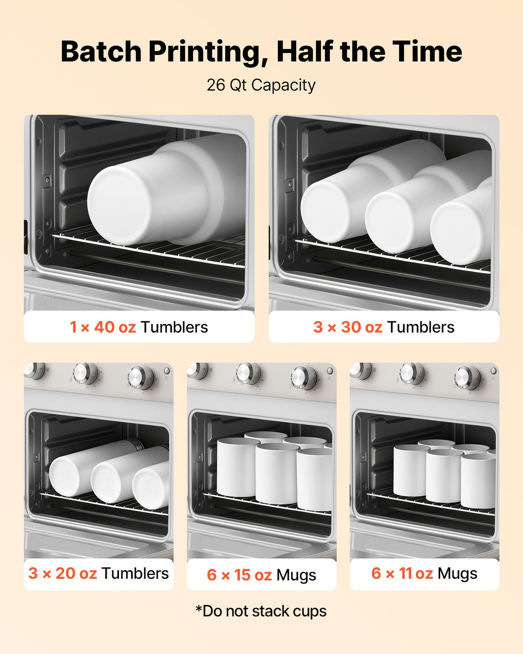 Sublimation Oven Machine, 26 Qt, Fits 40oz Tumblers, With 50 Shrink Films, 1 Tap
