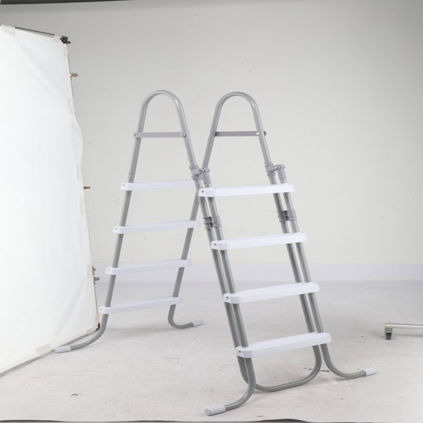 4 Steps 52in Pool Ladder Iron Grey Frame White Steps Safety Ladder