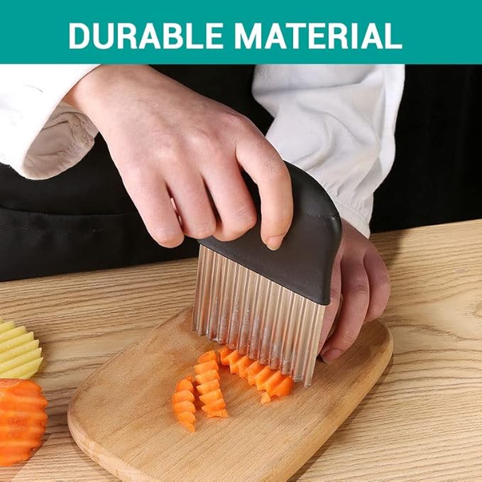 Large Crinkle Cutter,French Fry Slicer,Potato Knife Cutter Fruit Vegetable Wavy 