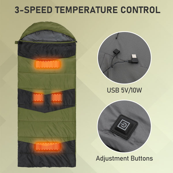 Rectangular Heated Sleeping Bag, Lightweight Sleeping Bag With Multi USB Powered