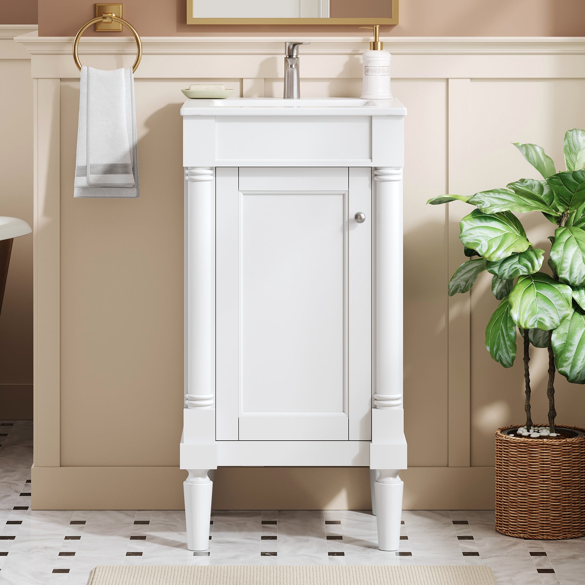 18   French Style Bathroom Cabinet With Storage, Small Space Solution With Ceram