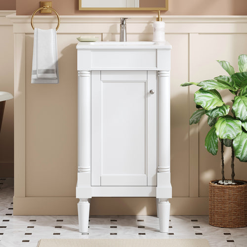 18   French Style Bathroom Cabinet With Storage, Small Space Solution With Ceram