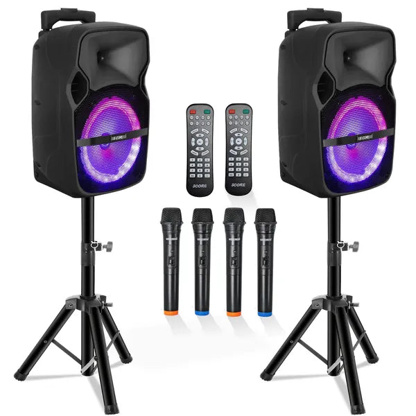 5 Core Party Speaker Bluetooth 250W Big Monster Powered Rechargeable Outdoor PA 