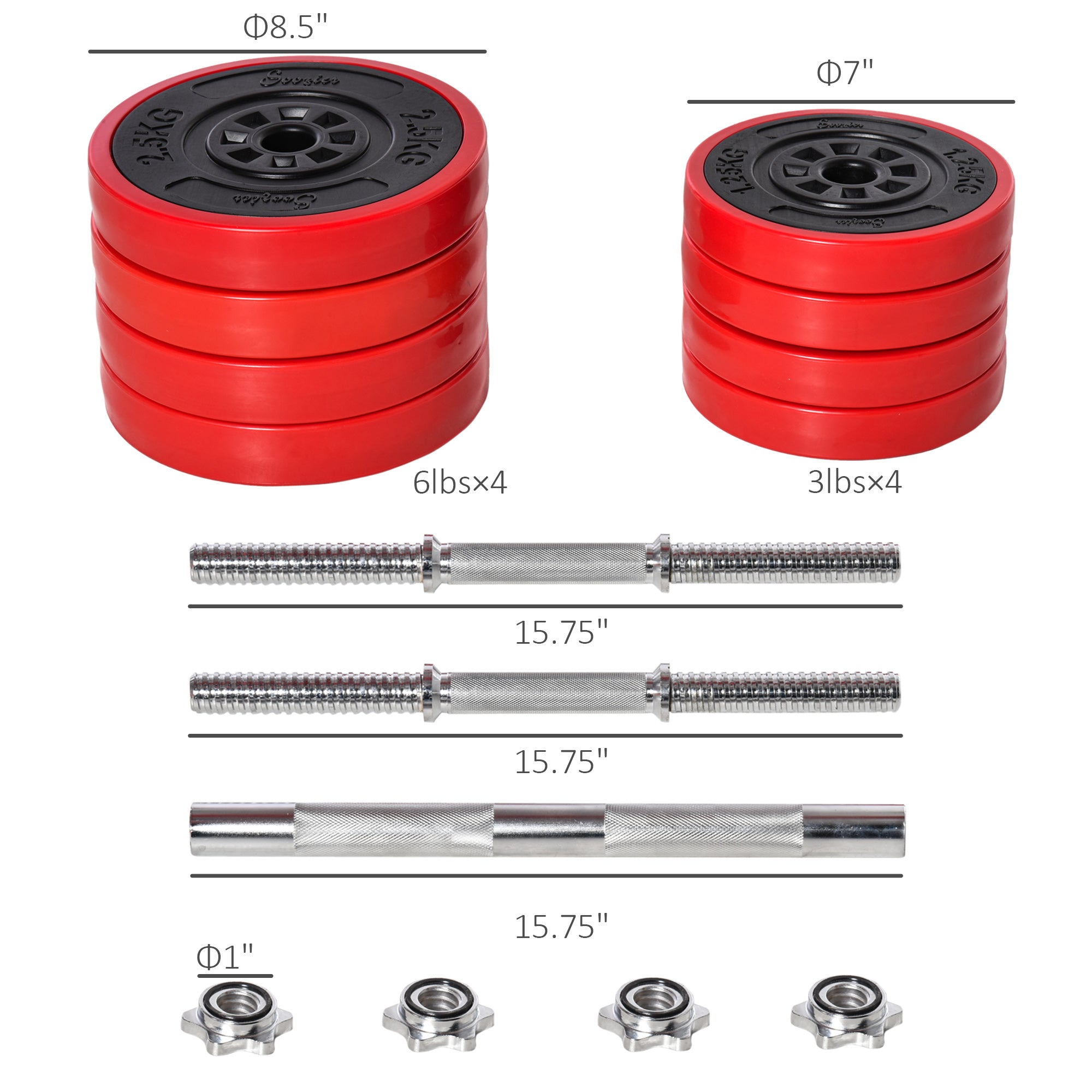 Adjustable Dumbbell Set, 44lbs Convertible to Barbell Weight Set for Home Gym Wo