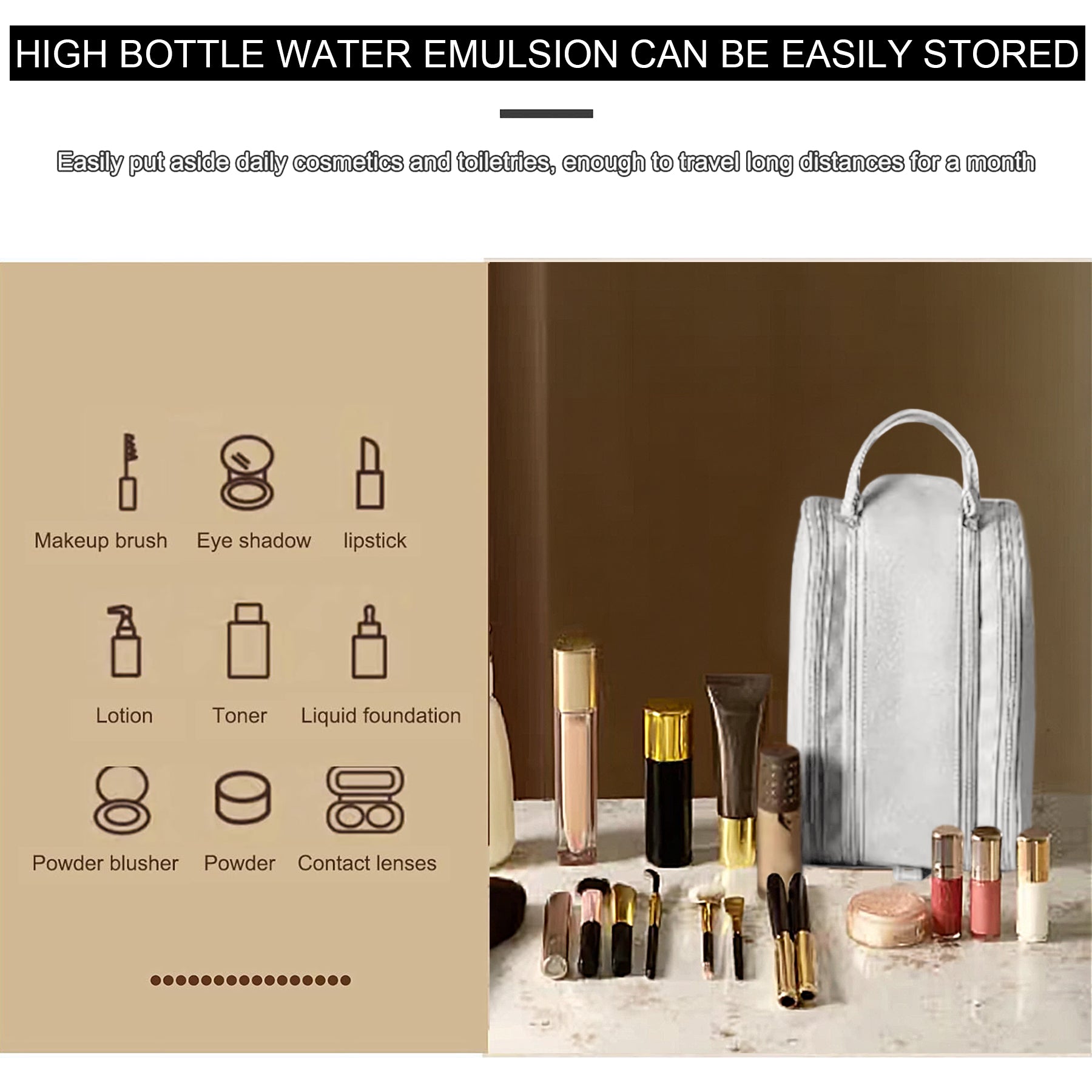Travel Toiletry Bag For Women Men, Large Travel Toiletry Organizer Makeup Bag, H