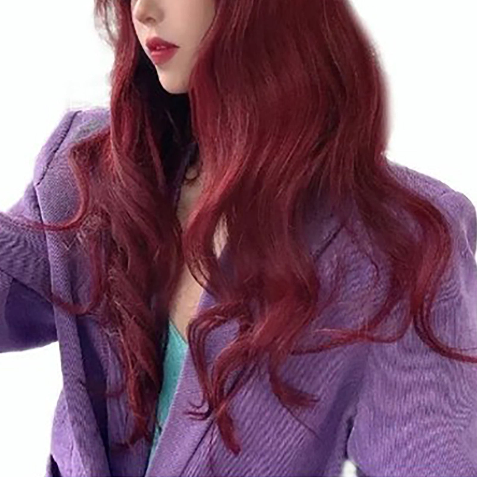 Long Wave Wig Cosplay Synthetic Hair With See Through Bangs For Women Dating Dai