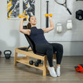 Wooden Adjustable Weight Bench with Dumbbell Rack, Flat or Incline Workout Bench