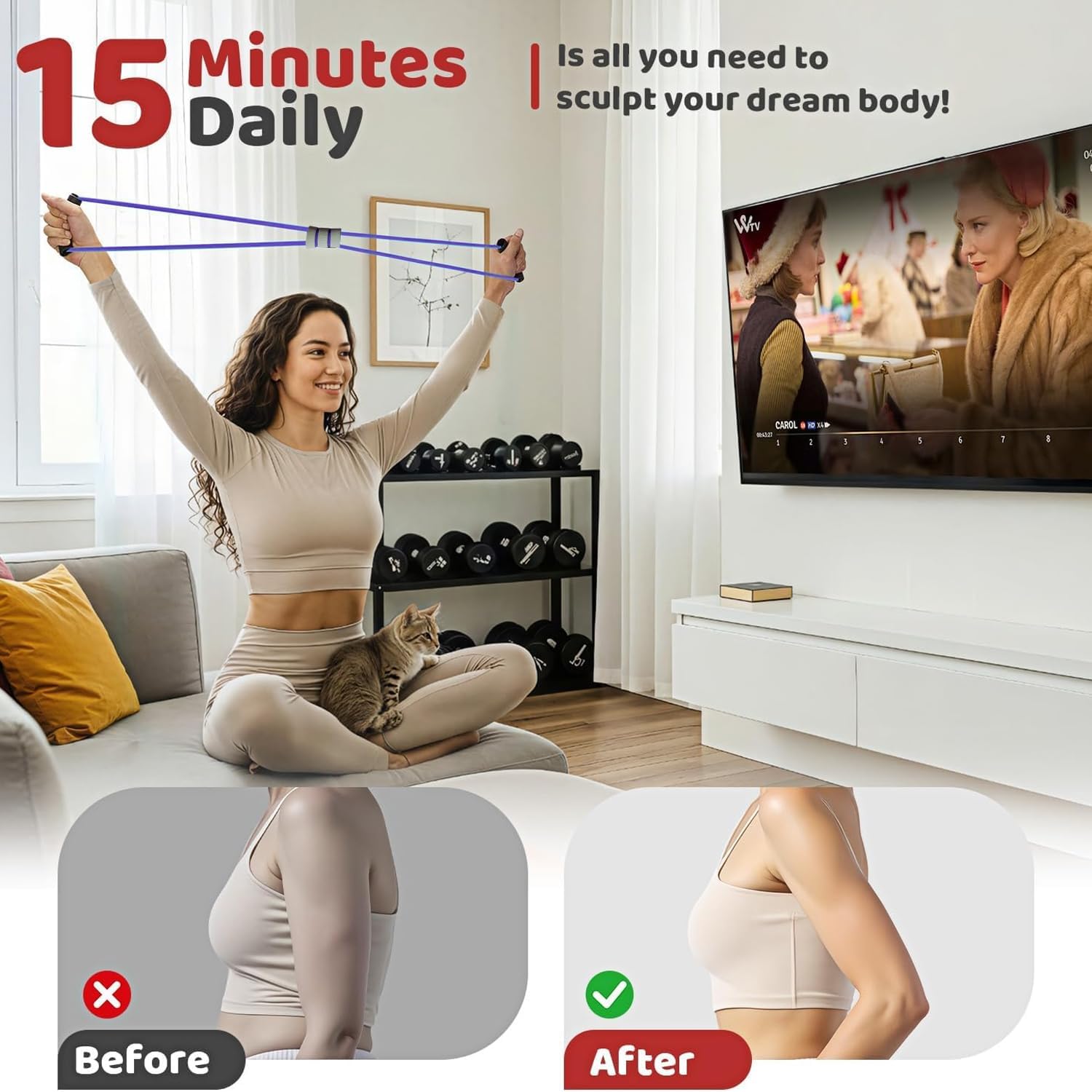 Multifunction Pedal Resistance Band, 4-Tube Elastic Pull Rope For Home Yoga, Leg