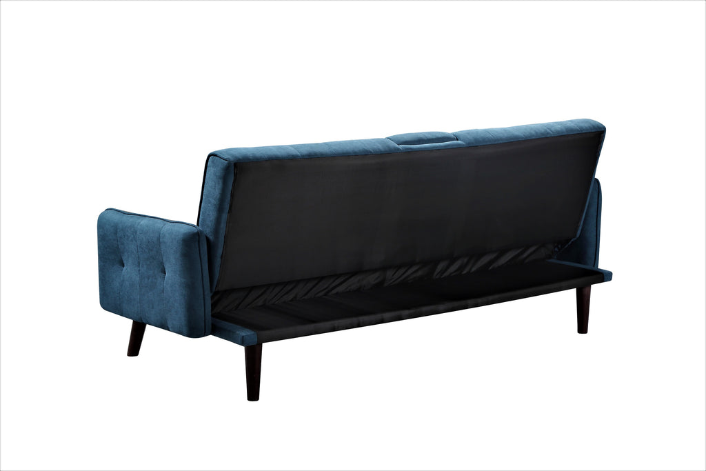 72   Sleeper Sofa Bed - Convertible Folding Backrest To Full Bed With Cup Holder
