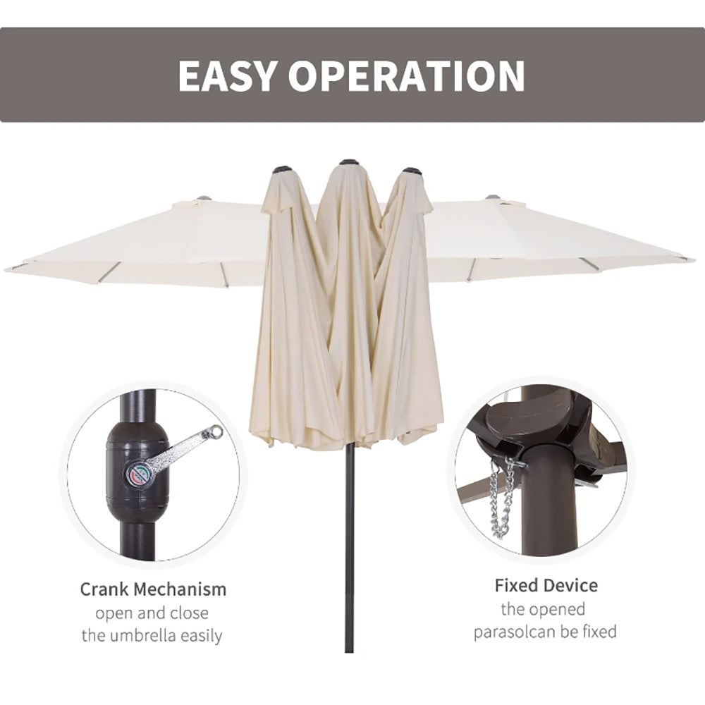 15ft Patio Umbrella Double-Sided Outdoor Market Extra Large Umbrella With Crank 