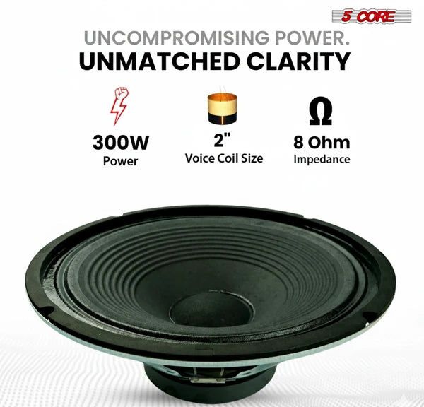 5Core 12" Guitar Speaker 300W 8Ohm/16Ohm 40Oz Magnet 2" VC Amplifier Cabinet Dri