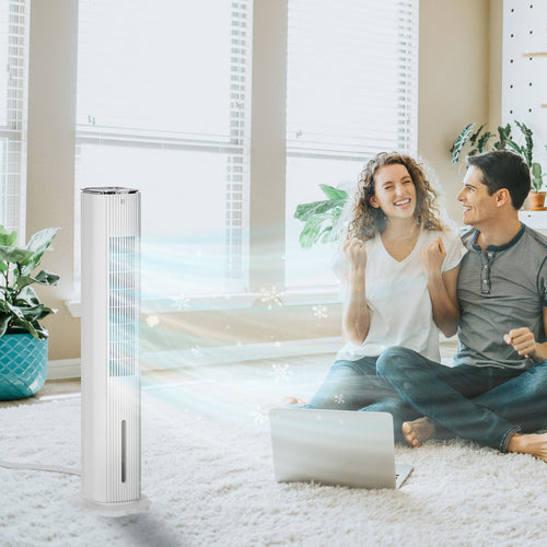 42" 3-In-1 Evaporative Air Cooler With Water Tank, Ice Cooling Fan With Humidifi