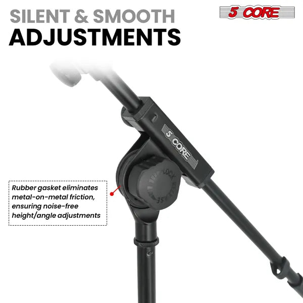 5 Core Mic Stand Adjustable Microphone Stands Floor W 180° Rotating Telescoping 
