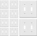 Double Toggle Light Switch Wall Plate, Size 2-Gang 4.50" X 4.57", Unbreakable Polycarbonate Thermoplastic, , White (10 Pack)