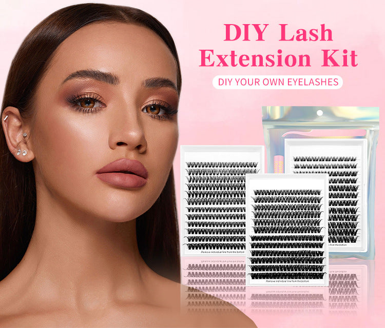 DIY Lash Extension Kit 280pcs Individual Lash Clusters D Curl 30D 40D Thick Volu