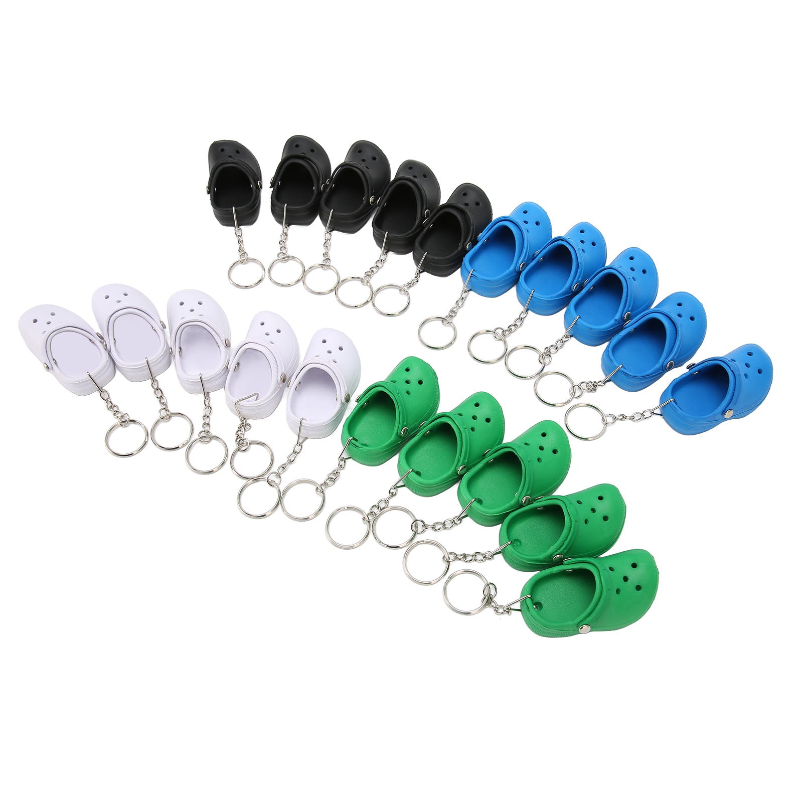 20 Pcs Cute Slipper Keyring Silicone Beach Hole Little Sandals Mini Shoe Key Rin