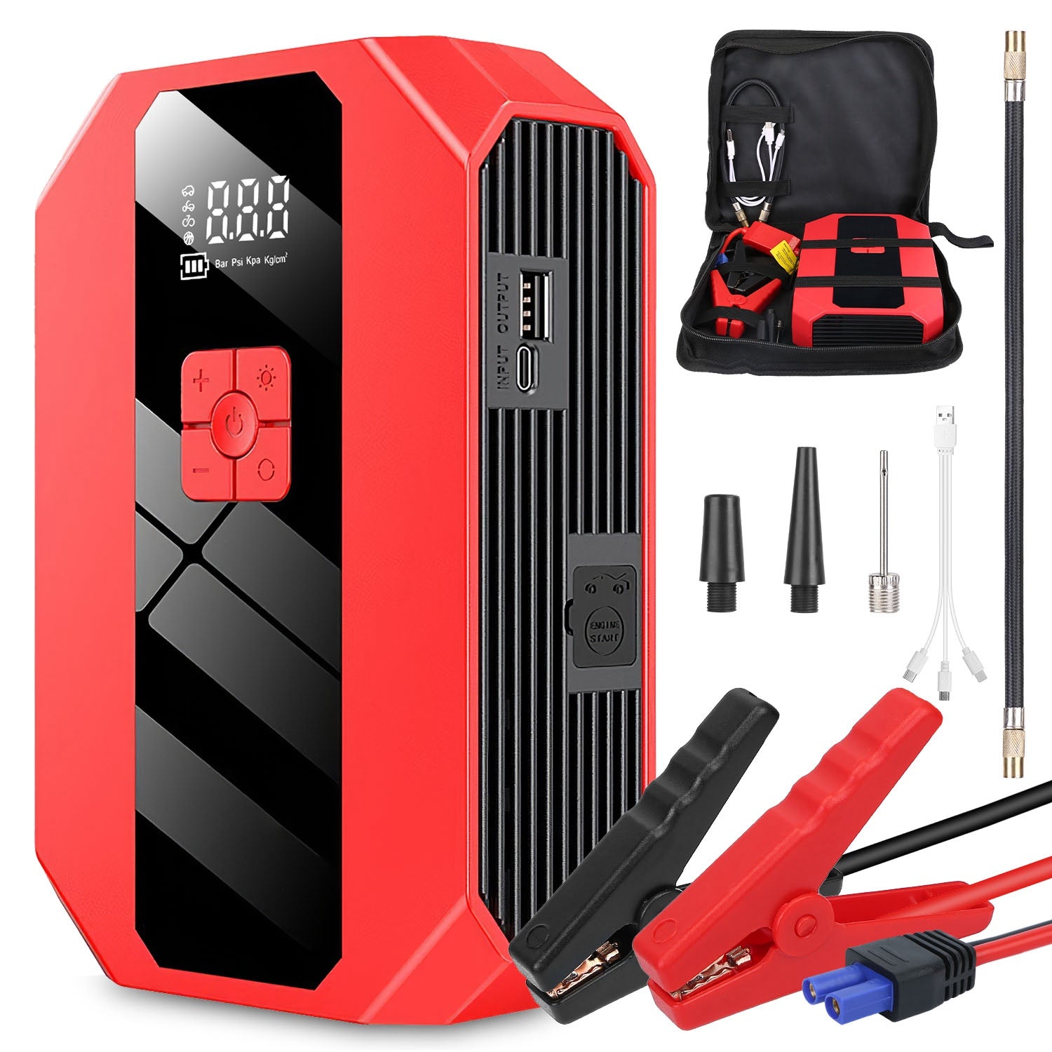 1Pc Portable Car Jump Starter Air Compressor 1500A 400PSI Car Battery Charger Ju