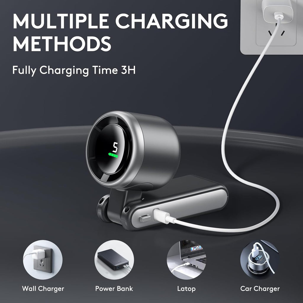 3 IN 1 Portable Handheld Turbo Fan, 5 Gear Wind,2500mAh Battery Operated
