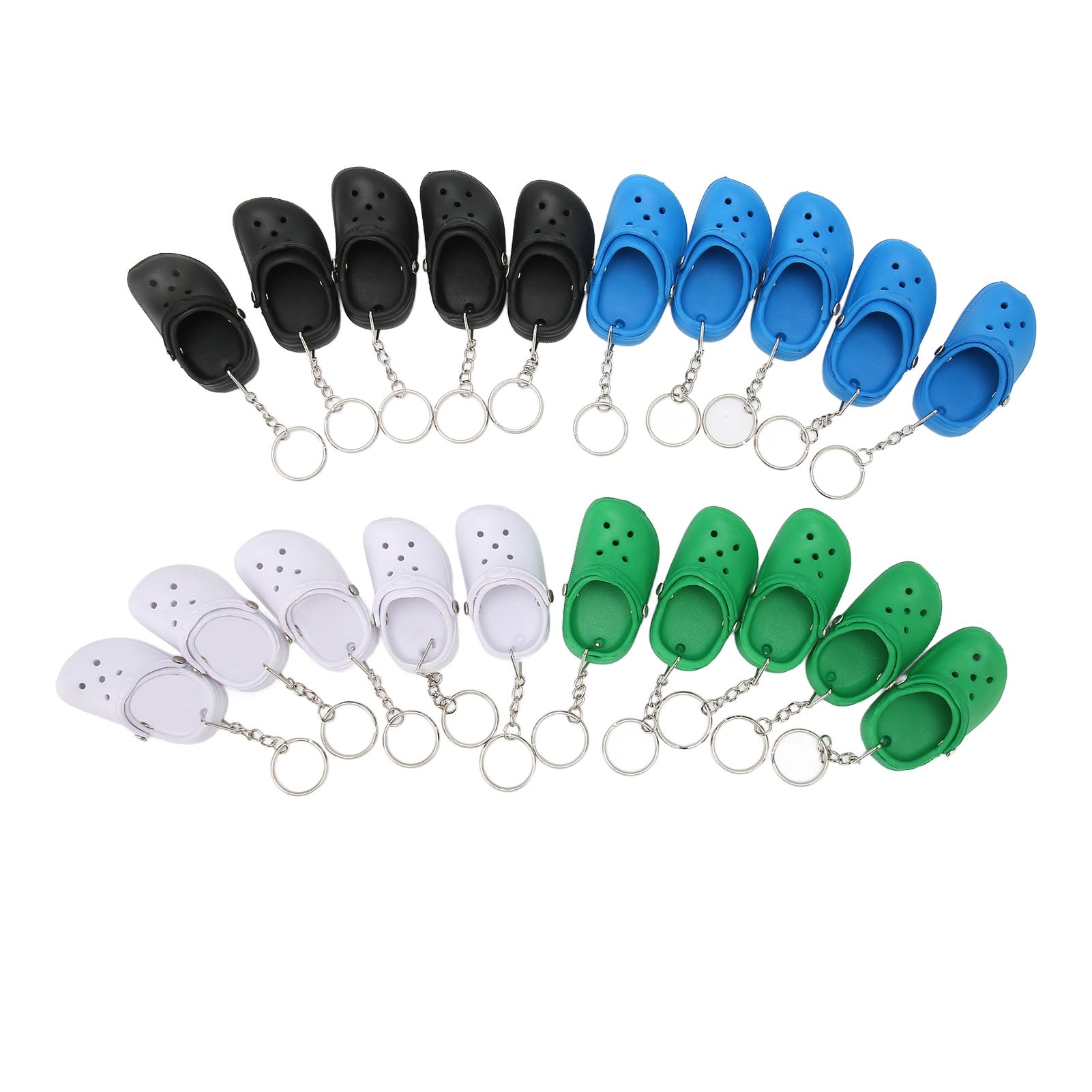 20 Pcs Cute Slipper Keyring Silicone Beach Hole Little Sandals Mini Shoe Key Rin
