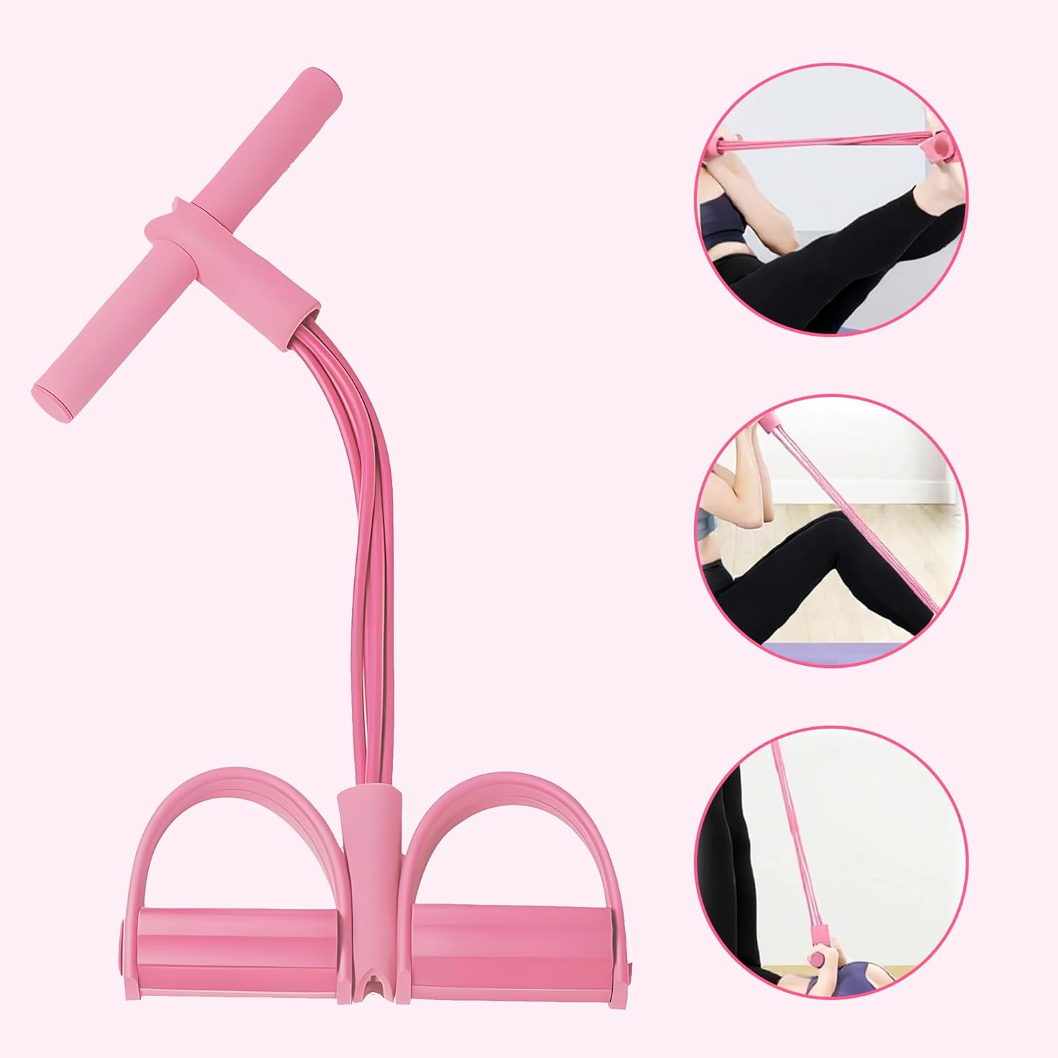 Multifunction Pedal Resistance Band, 4-Tube Elastic Pull Rope For Home Yoga, Leg
