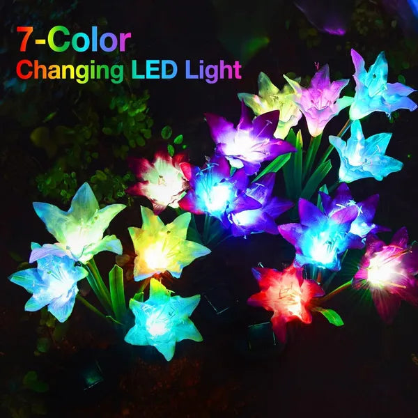 Outdoor Solar Lights, 4 Pack Solar Garden Light With Bigger Lily Flowers, Waterp
