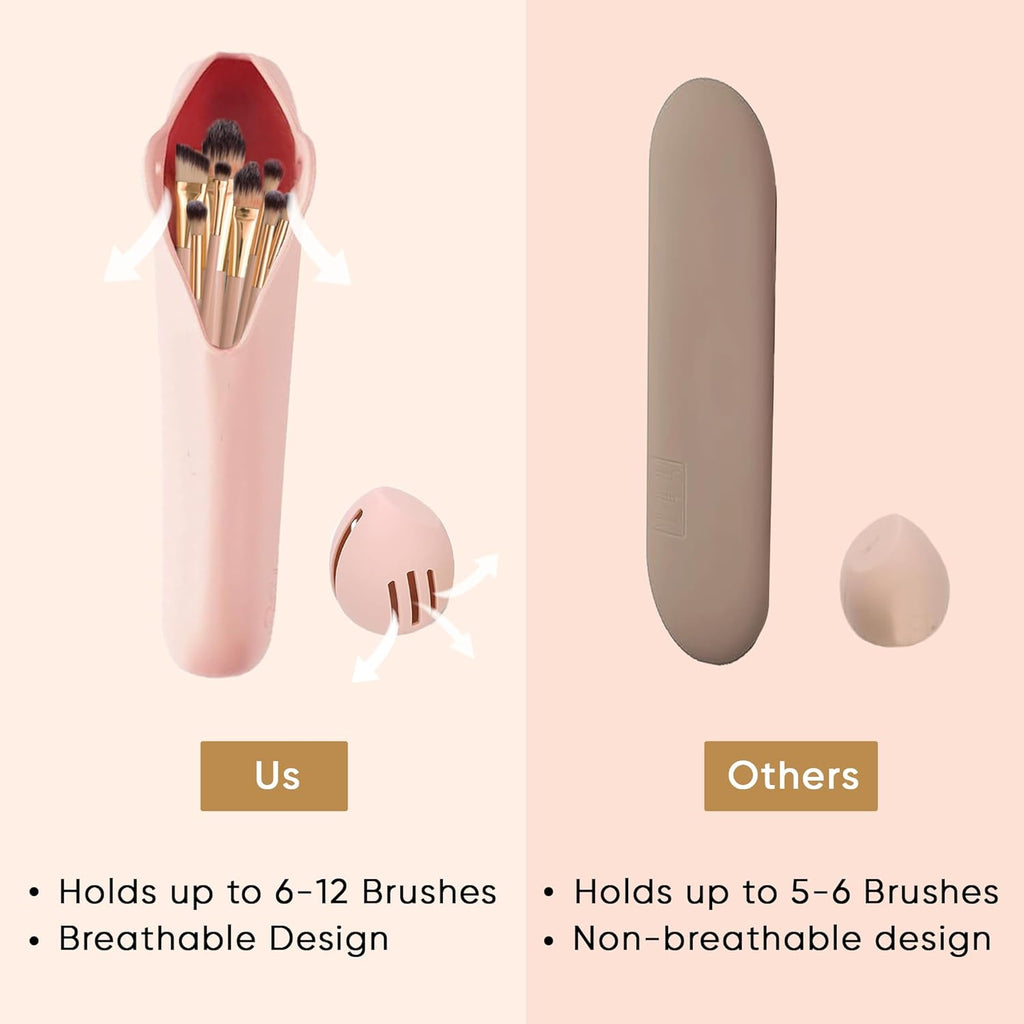 Travel Makeup Brush Holder, Beauty Blender Holder ,Silicone Make Up Brush Organi