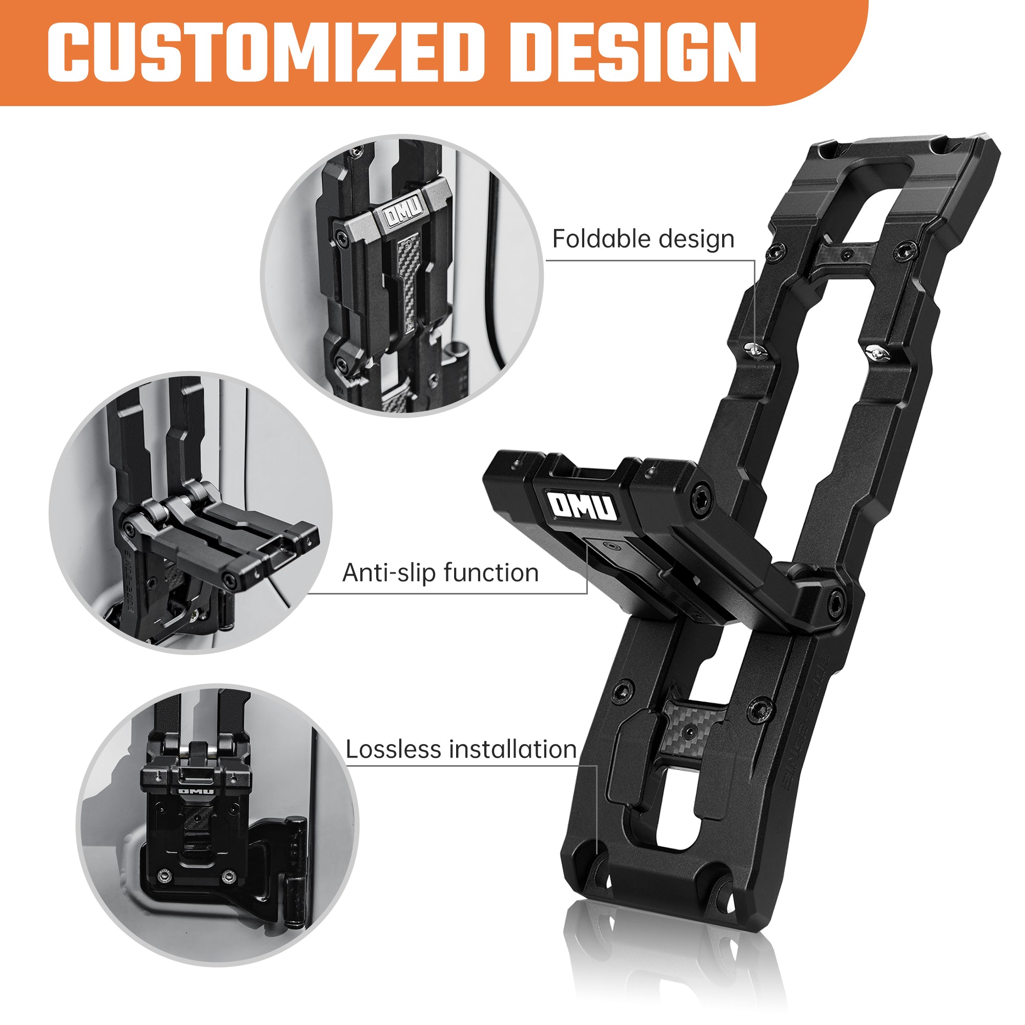 OMU Genesis Series Door Hinge Step Aluminum Door Hinge Step Folding Foot Pedal S