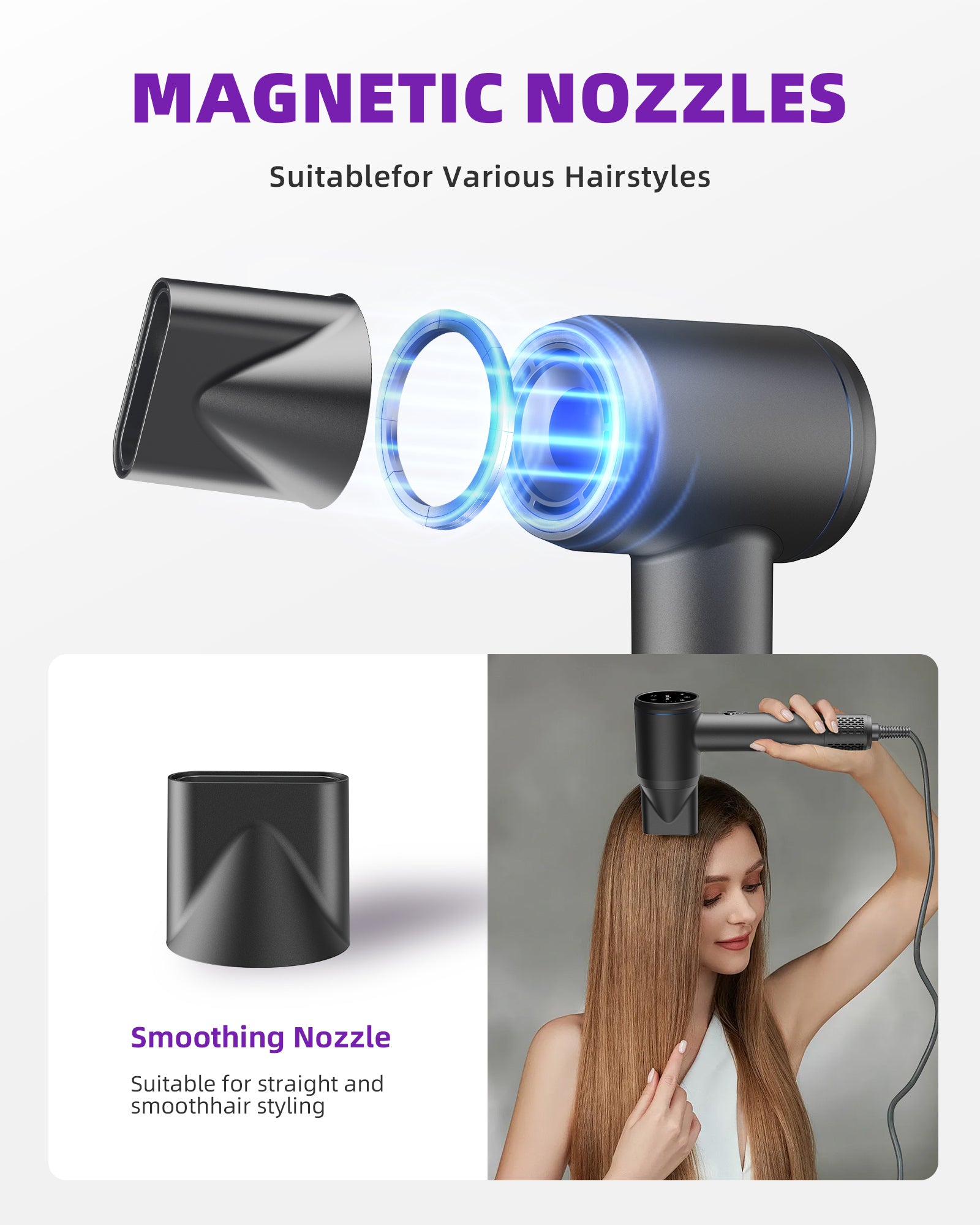 Hair Dryer, Professional Ionic Hair Dryer For Fast Drying, Low Noise And Quiet, 