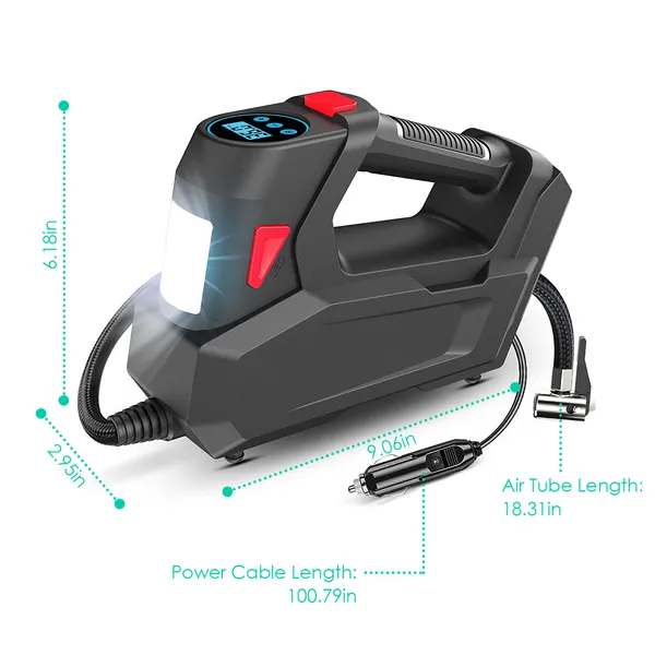 Portable Tire Inflator 120 PSI Maximum 90W Powered Tire With Digital Display LED