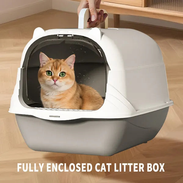 2026 Top Rated Fully Enclosed Cat Litter Box, Gray - Odor-Locking, Portable With