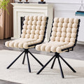 Set Of 2 Beige Puffy Bubble Chair Ball Chain Chair Velvet Dining Chairs With Bla