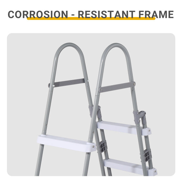 4 Steps 52in Pool Ladder Iron Grey Frame White Steps Safety Ladder