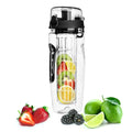 Fruit Infuser Water Bottle 32OZ Juice Shaker Sport W& Flip Top Lid Anti-Slip Gri