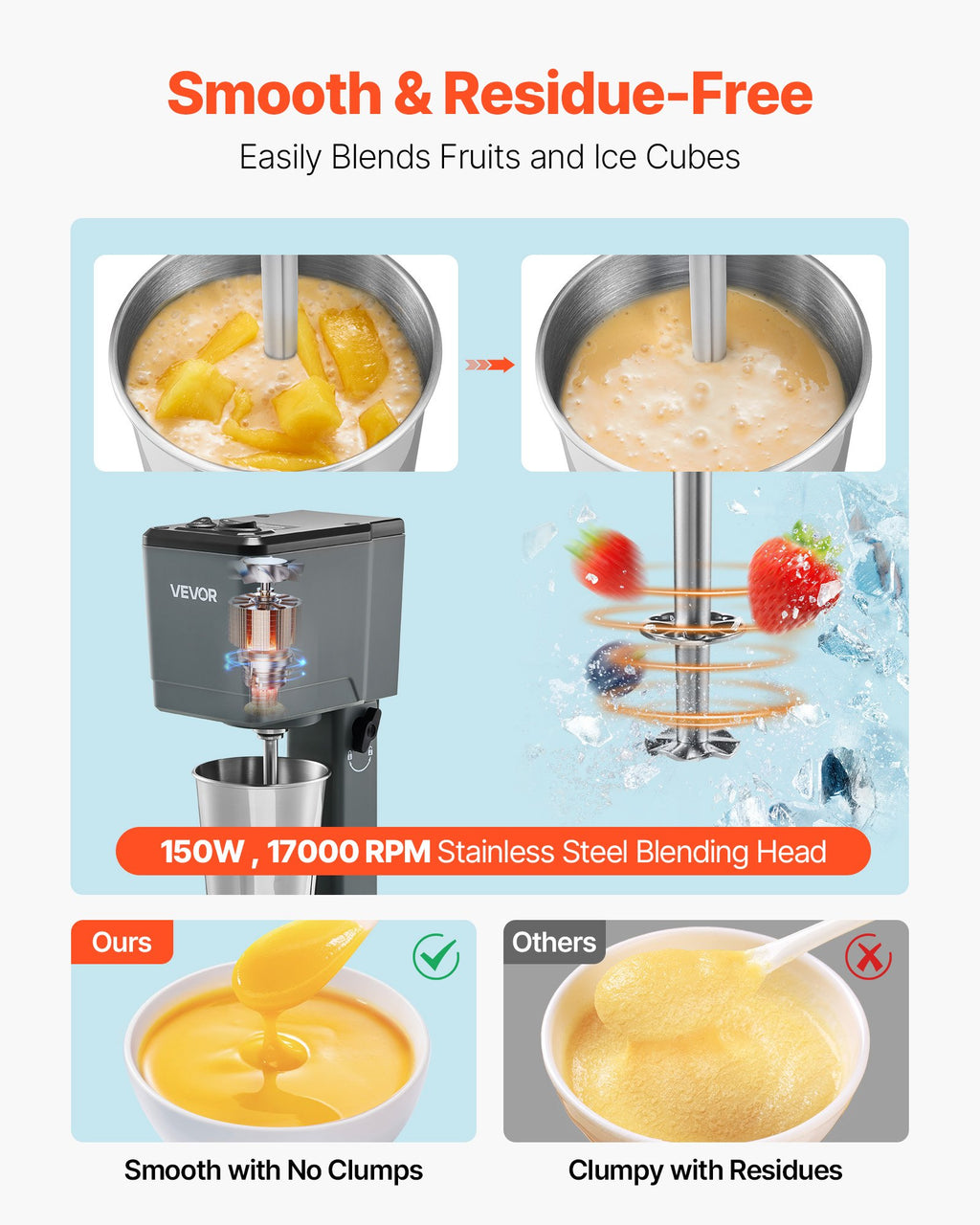 Milkshake Maker, 150W Milk Shake Maker Mixer, Single Head Drink Mixer Blender Ma