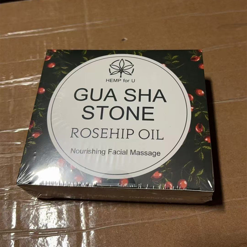Gua Sha Massage Tools & Rosehip Oil In One Set, Nature Jade Stone Facial Gua Sha