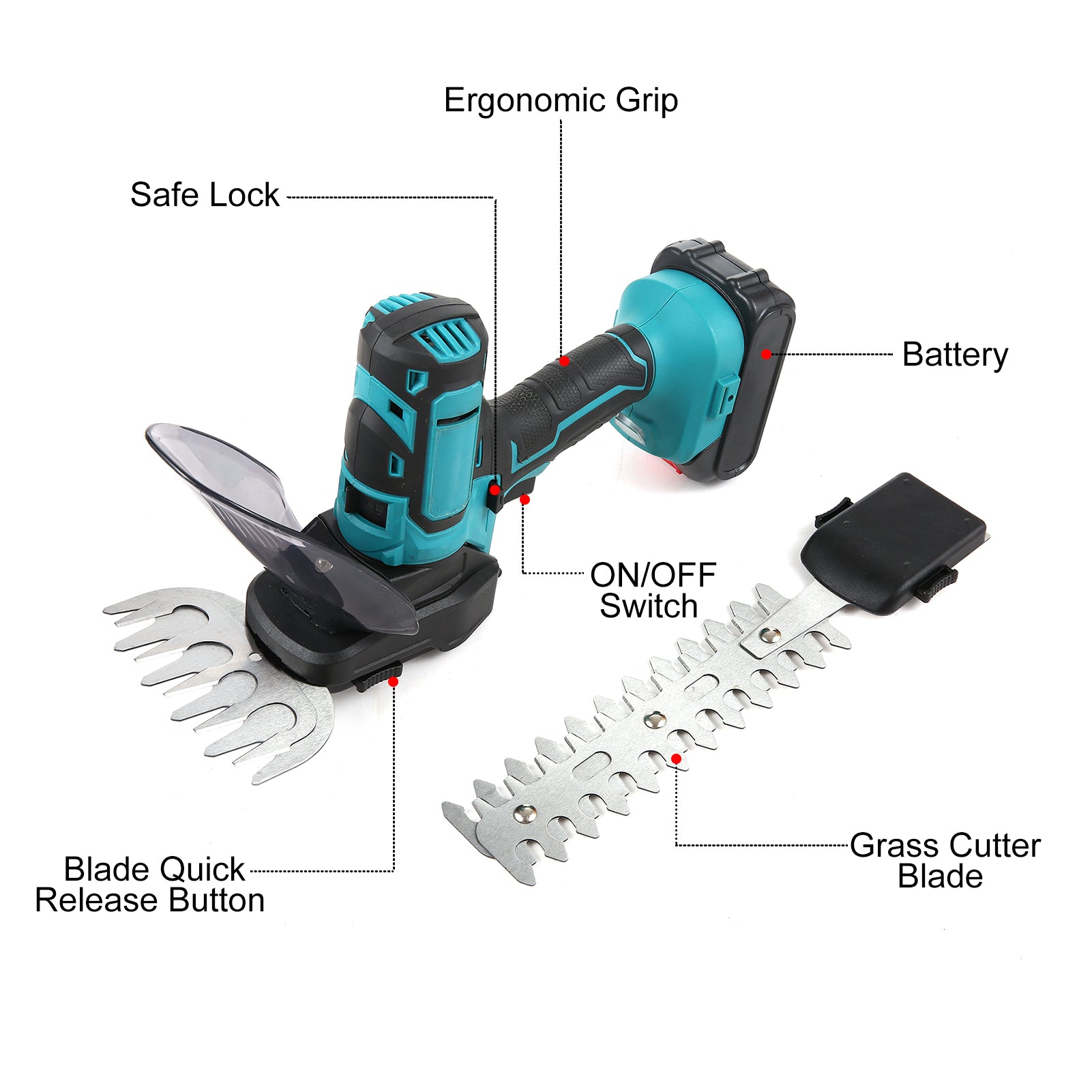 20V Cordless Grass Trimmer 2000mAh 2 In 1 Handheld Electric Lawn Trimmer Hedge T