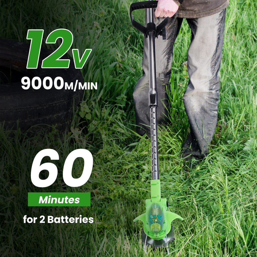 12V 200W Cordless Grass Trimmer Rechargeable Lawn Mower 9000M Per Min Weed Cutte