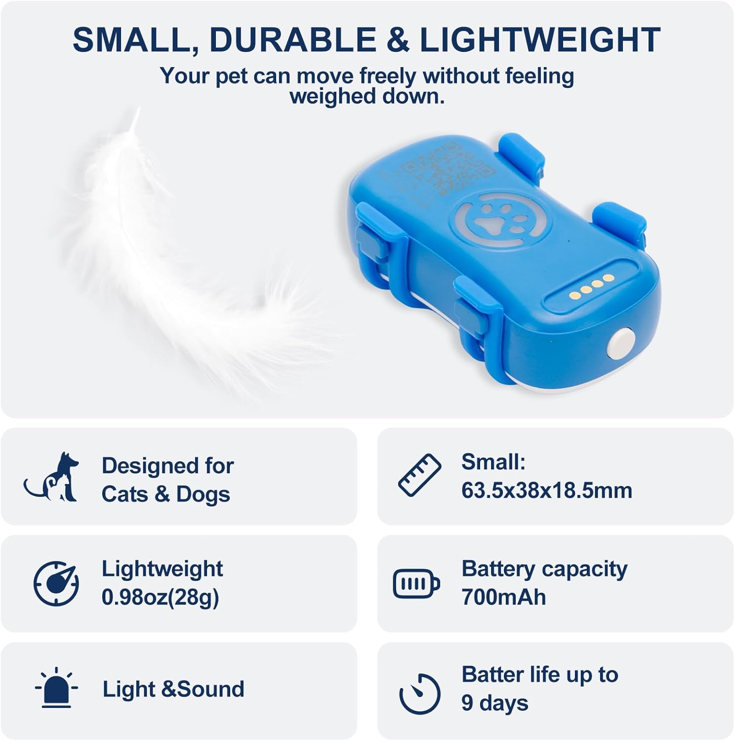 Dog GPS Tracker Real Time, Anti-Lost Pet Tracker With Geofence, Flash Light And 