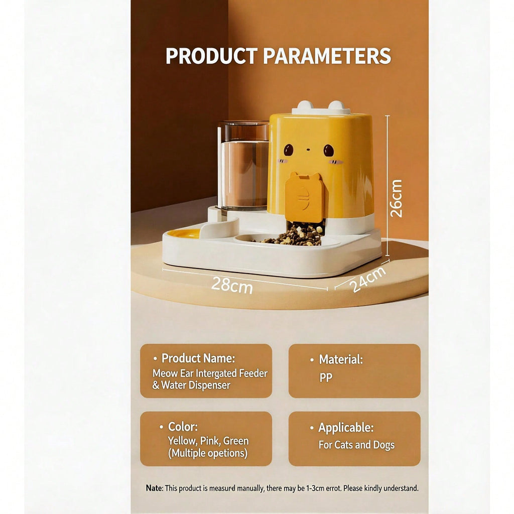 2 In 1 Automatic Pet Feeder And Water Dispenser, Large Capacity 2300ML Feeder & 