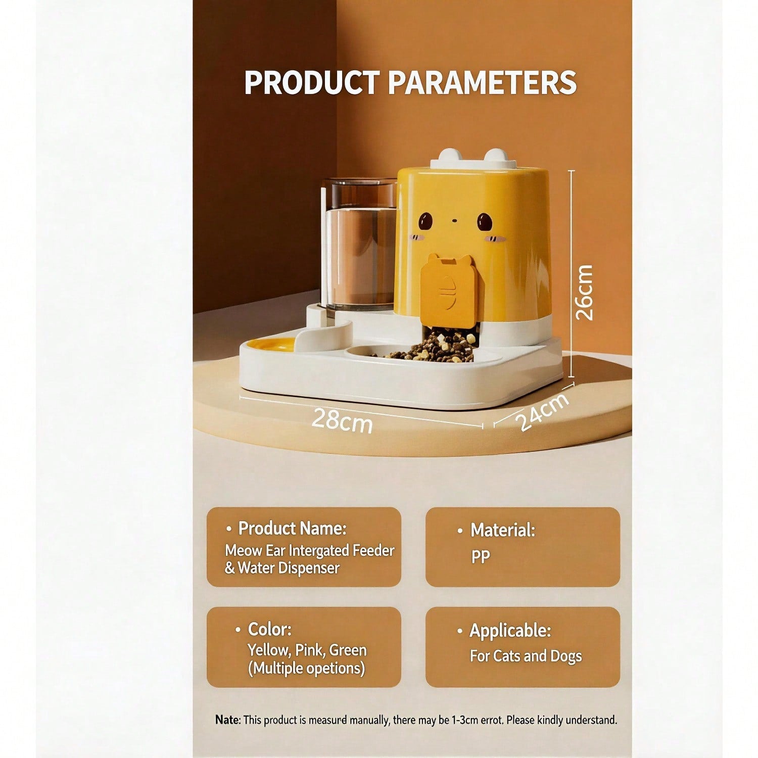 2 In 1 Automatic Pet Feeder And Water Dispenser, Large Capacity 2300ML Feeder & 