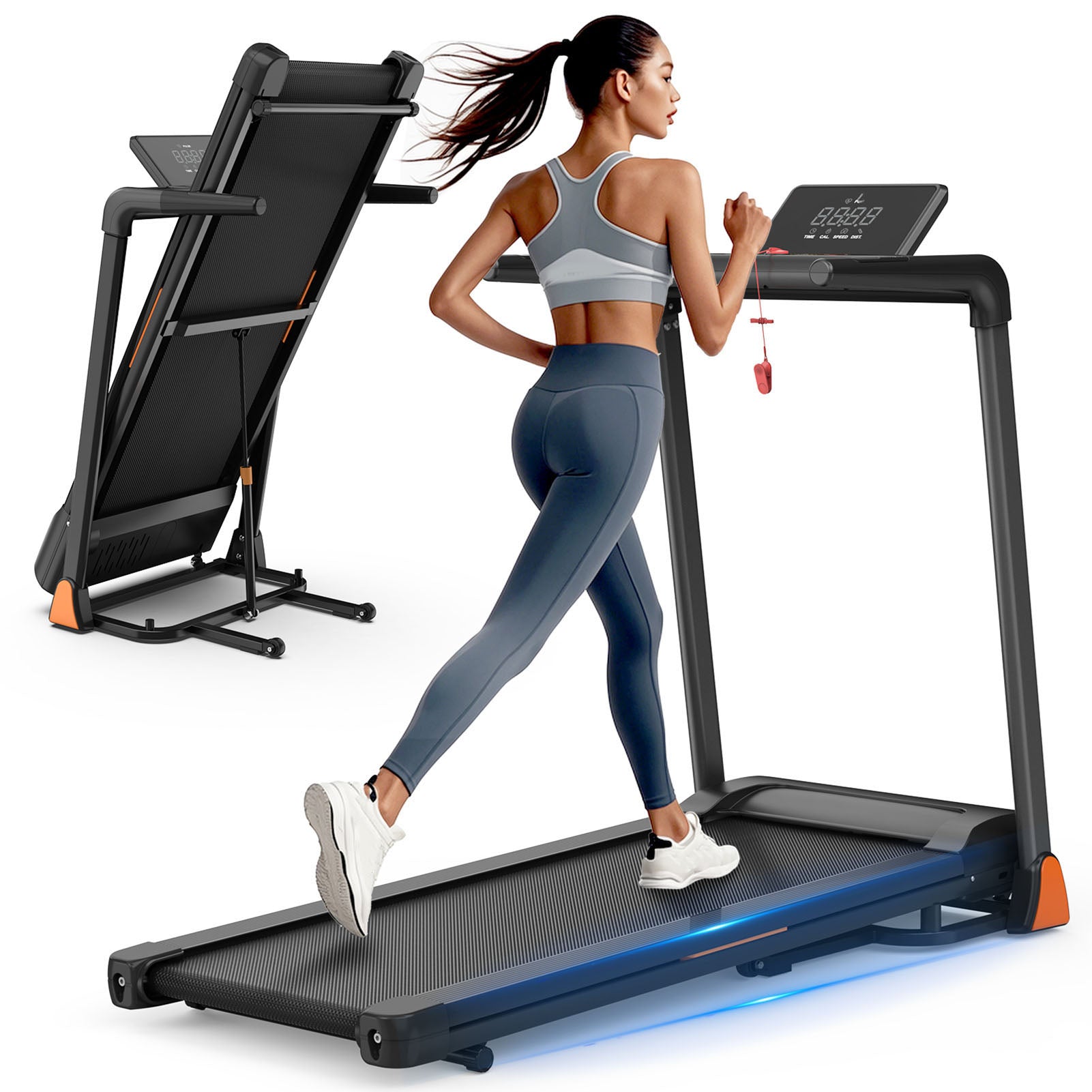 Folding Treadmill 3.5 Horsepower 0.5-8.5MPH 330LBS Capacity LED Display Foldable