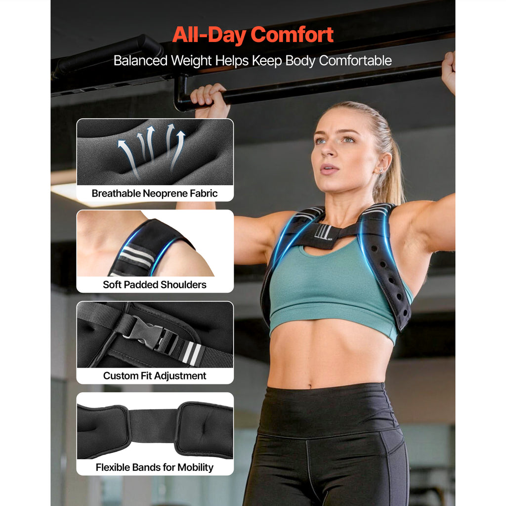 Weighted Vest, 6 Lbs Body Weight Vest For Men Women, With Reflective Stripe, Adj