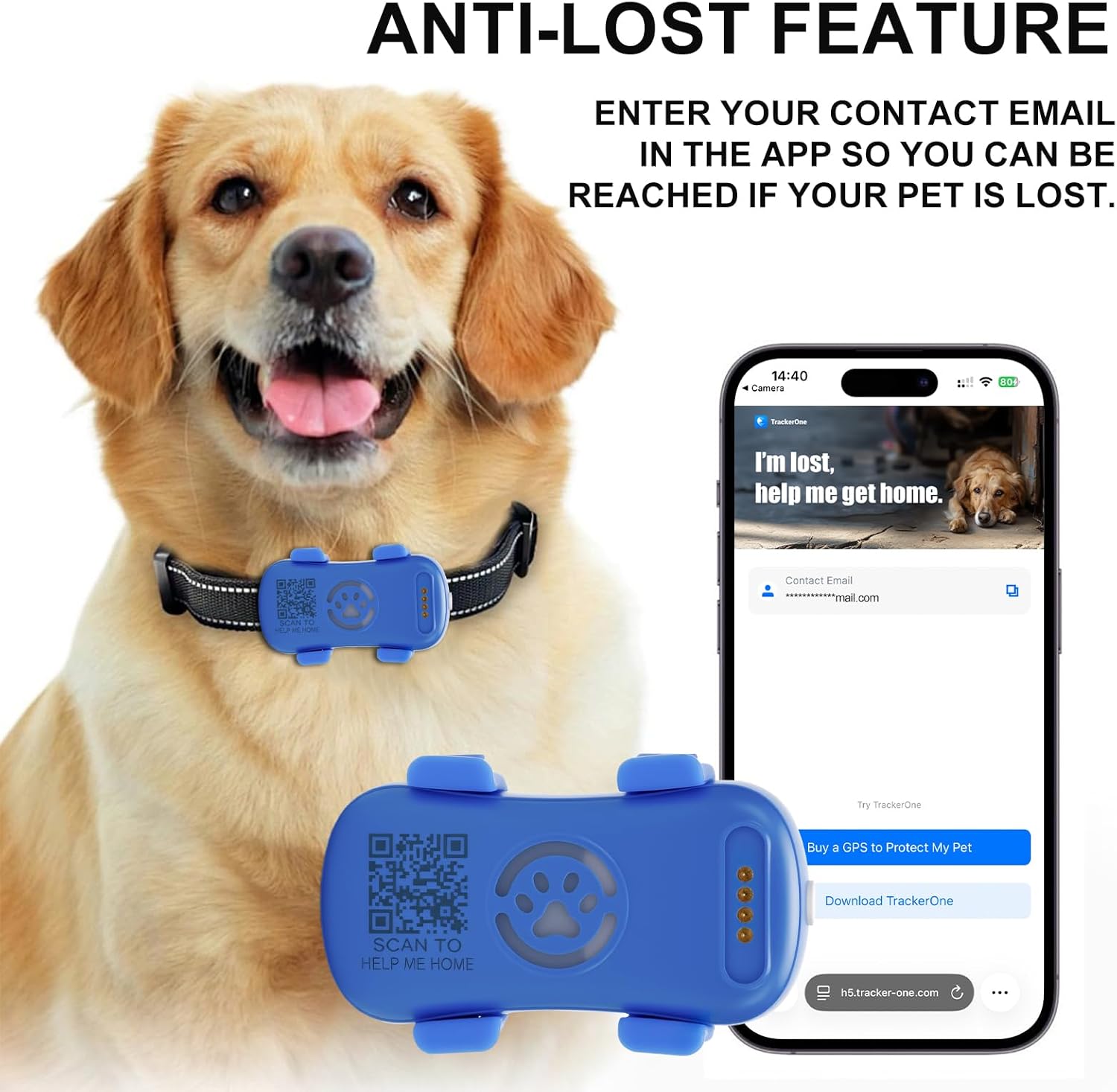 Dog GPS Tracker Real Time, Anti-Lost Pet Tracker With Geofence, Flash Light And 