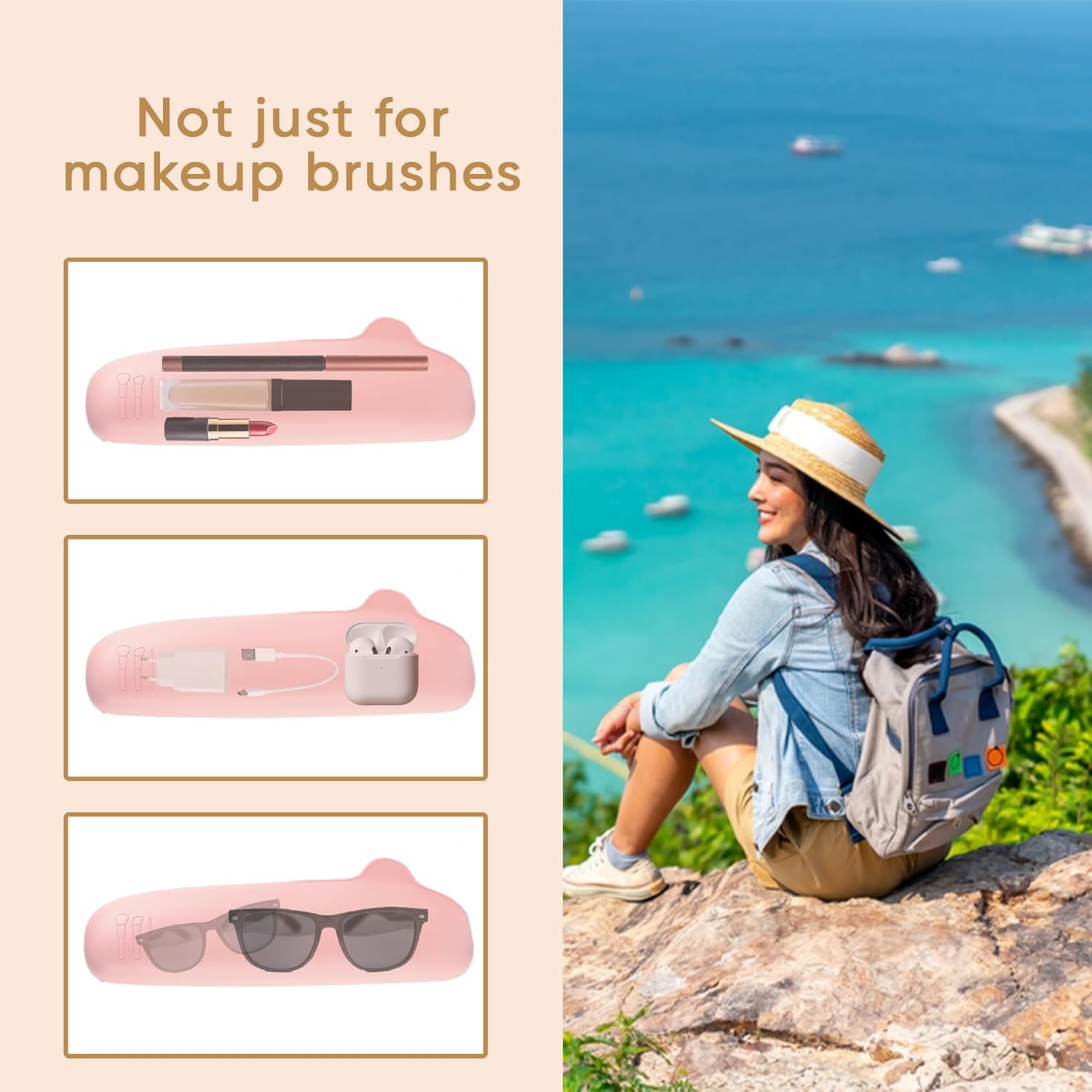 Travel Makeup Brush Holder, Beauty Blender Holder ,Silicone Make Up Brush Organi