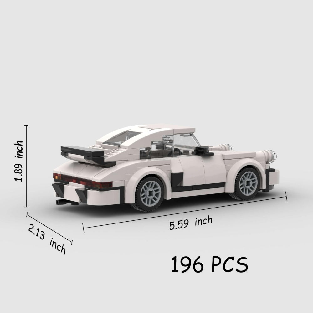 196PCS Retro Style Sports Car Building Blocks, White Classic Race Car Toy For Ki