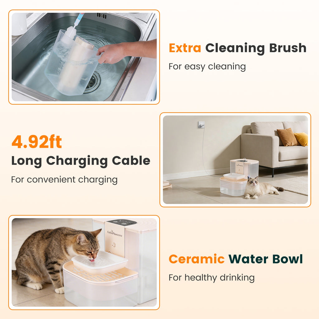 1Pc Smart Pet Water Fountain Automatic Cat Water Dispenser 4.5L Cordless Recharg